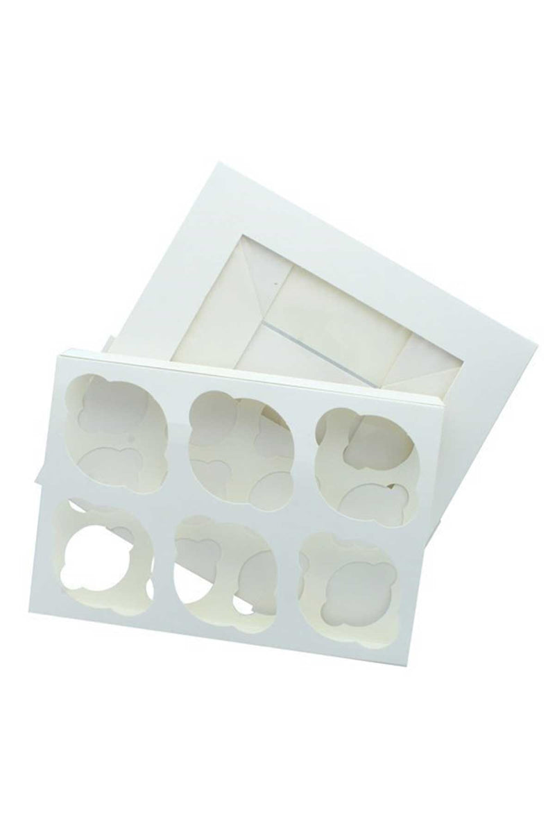 6 Hole Cupcake Box - White Cake Box Sprinkly 