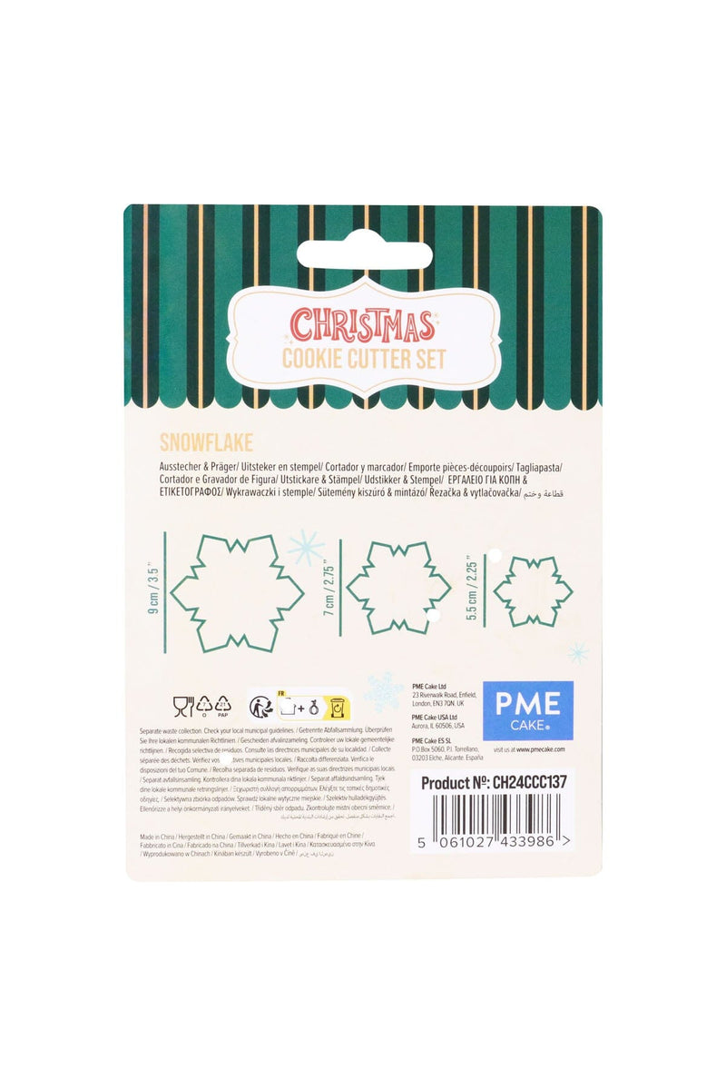 Christmas Cookie Cutter Set of 3 - Snowflakes PME 