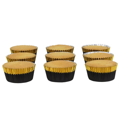 Cupcake Cases - Black with Gold Trim - 30 Pack Cupcake Cases PME 