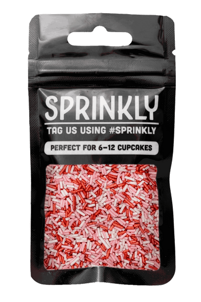 Glimmer Strands - Pink, Red & White (No E171) Sprinkles SPRINKLY 