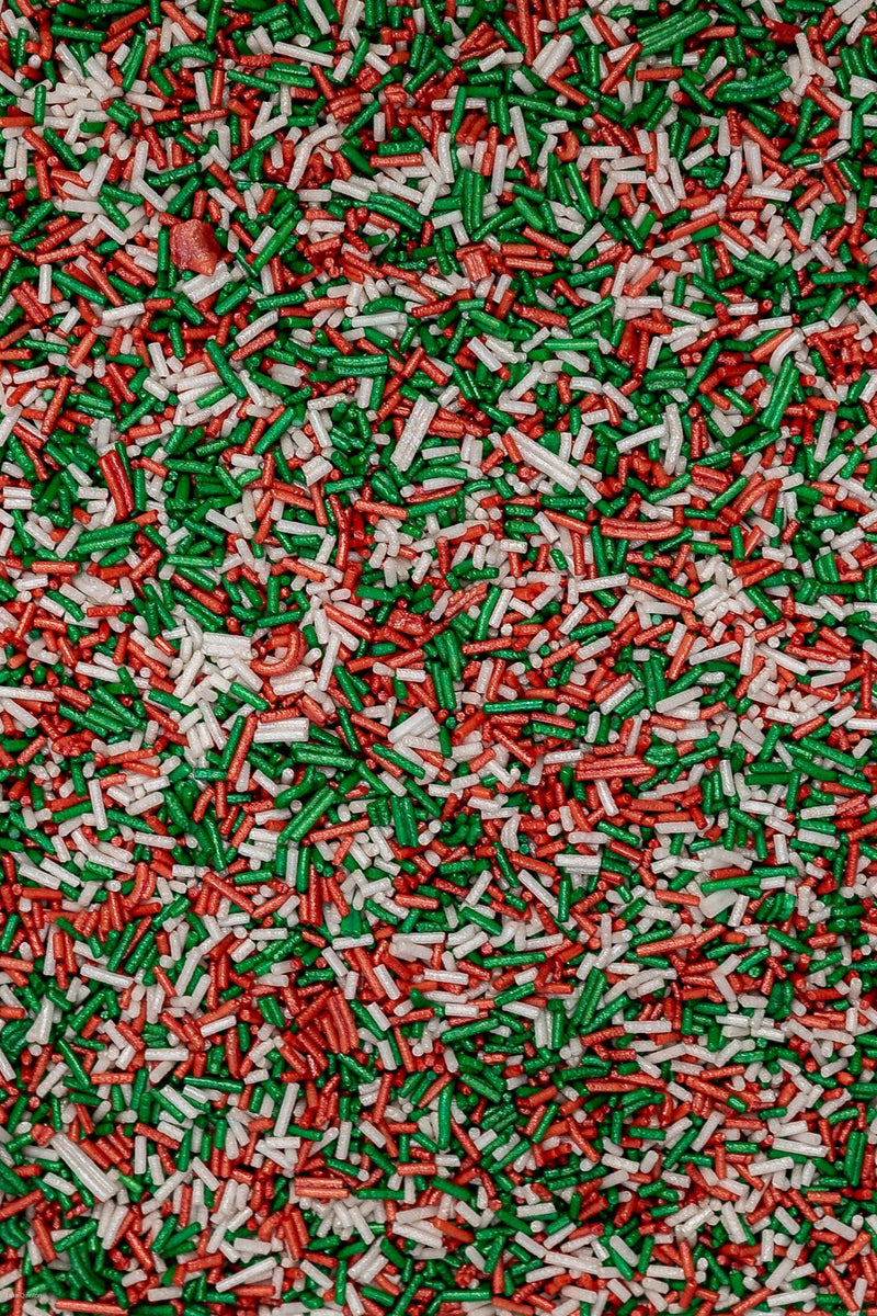 Glimmer Strands - Red, White & Green (No E171) Sprinkles SPRINKLY 