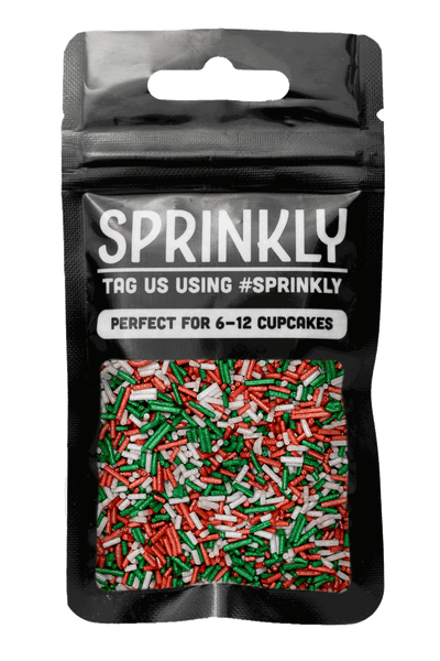 Glimmer Strands - Red, White & Green (No E171) Sprinkles SPRINKLY 