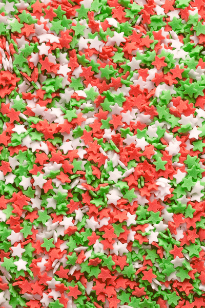 Stars - Matt Red, White & Green Sprinkles Sprinkly 