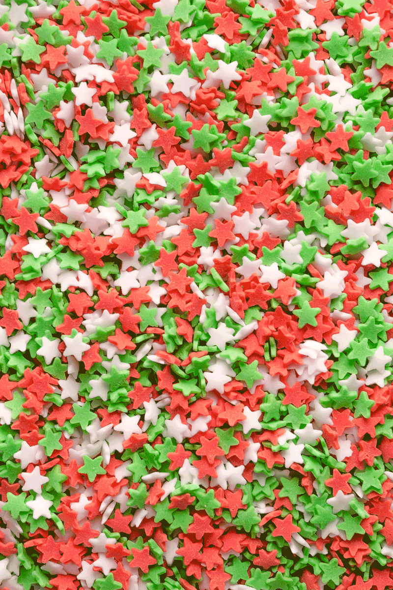 Stars - Matt Red, White & Green Sprinkles Sprinkly 