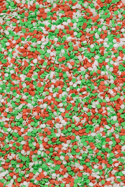 Sugar Confetti - Red, White & Green Sprinkles Sprinkly 